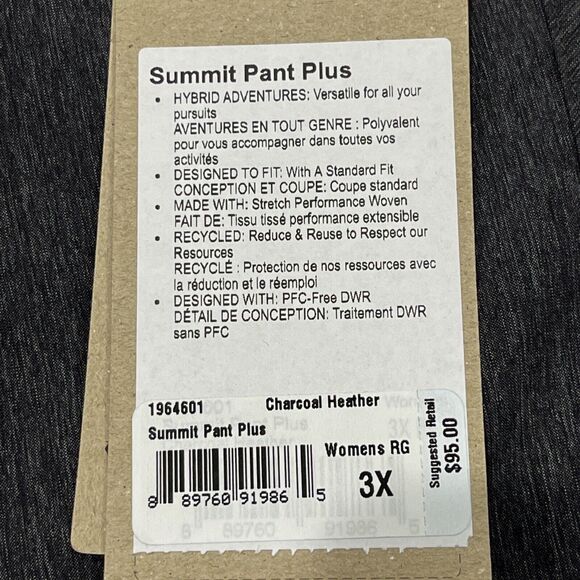 Prana NEW Summit Pant Plus Womens 3X Charcoal Outdoor Stretch Pockets HIking - Picture 13 of 16